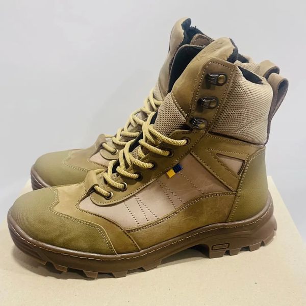 Берці військові Bistfor, демісезонні, шкіряні мембрана GORE-TEX чоловічі черевики водонепроникні, 39 розмір, кайот 571587391 фото