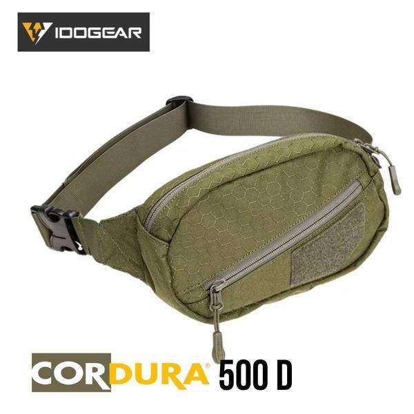 Тактична сумка-бананка поясна чоловіча IDOGEAR Cordura 500D нагрудна через плече, спортивна для телефону, Олива 596350039 фото