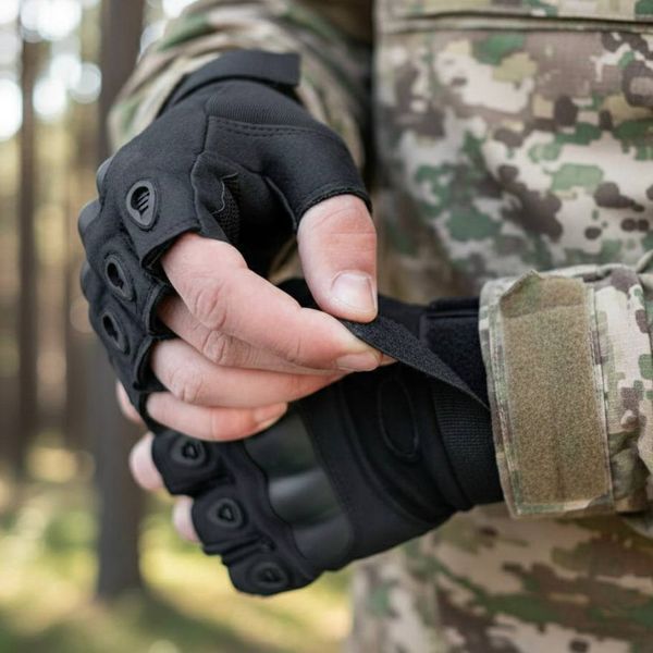Тактичні рукавички безпалі Oakley без пальців Розмір L, чорні (велорукавиці, моторукавиці) 576693601 фото