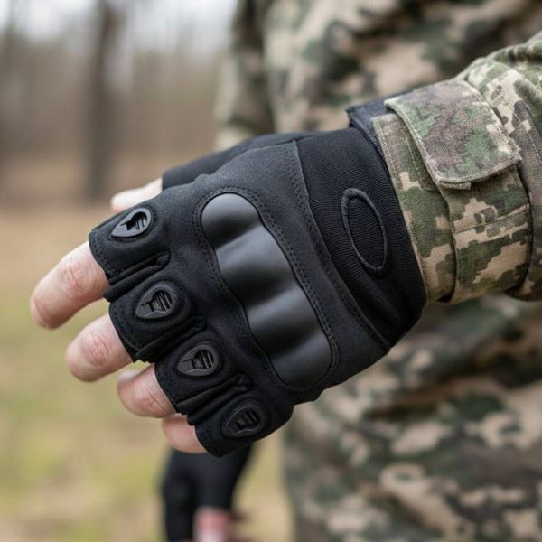 Тактичні рукавички безпалі Oakley без пальців Розмір L, чорні (велорукавиці, моторукавиці) 576693601 фото