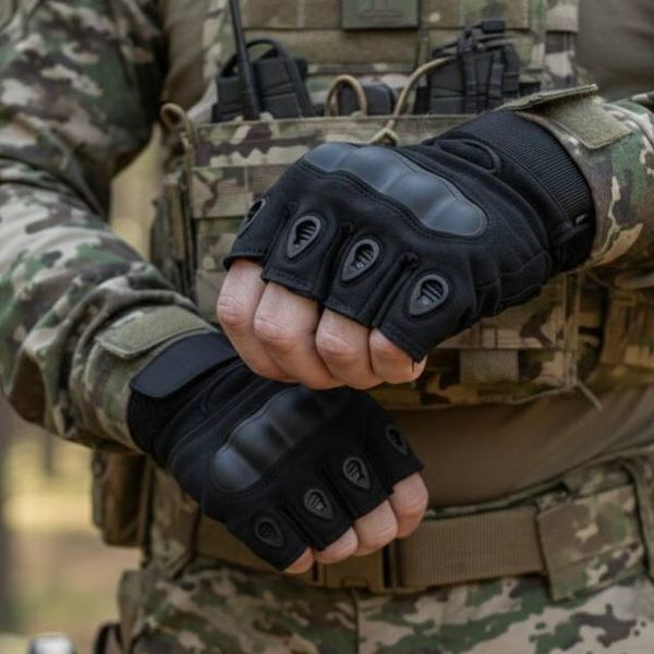 Тактичні рукавички безпалі Oakley без пальців Розмір L, чорні (велорукавиці, моторукавиці) 576693601 фото