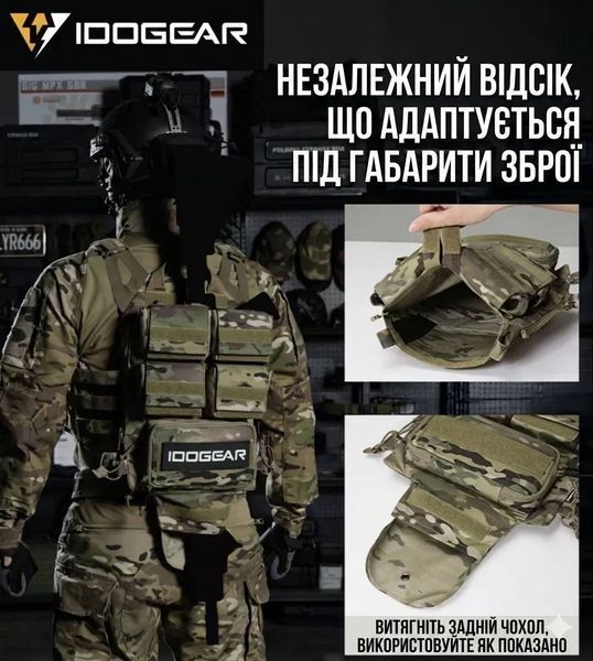 Тактична штурмова задня панель IDOGEAR Zip-On Panel, рюкзак-підсумок під гідратор, Multicam 592344571 фото